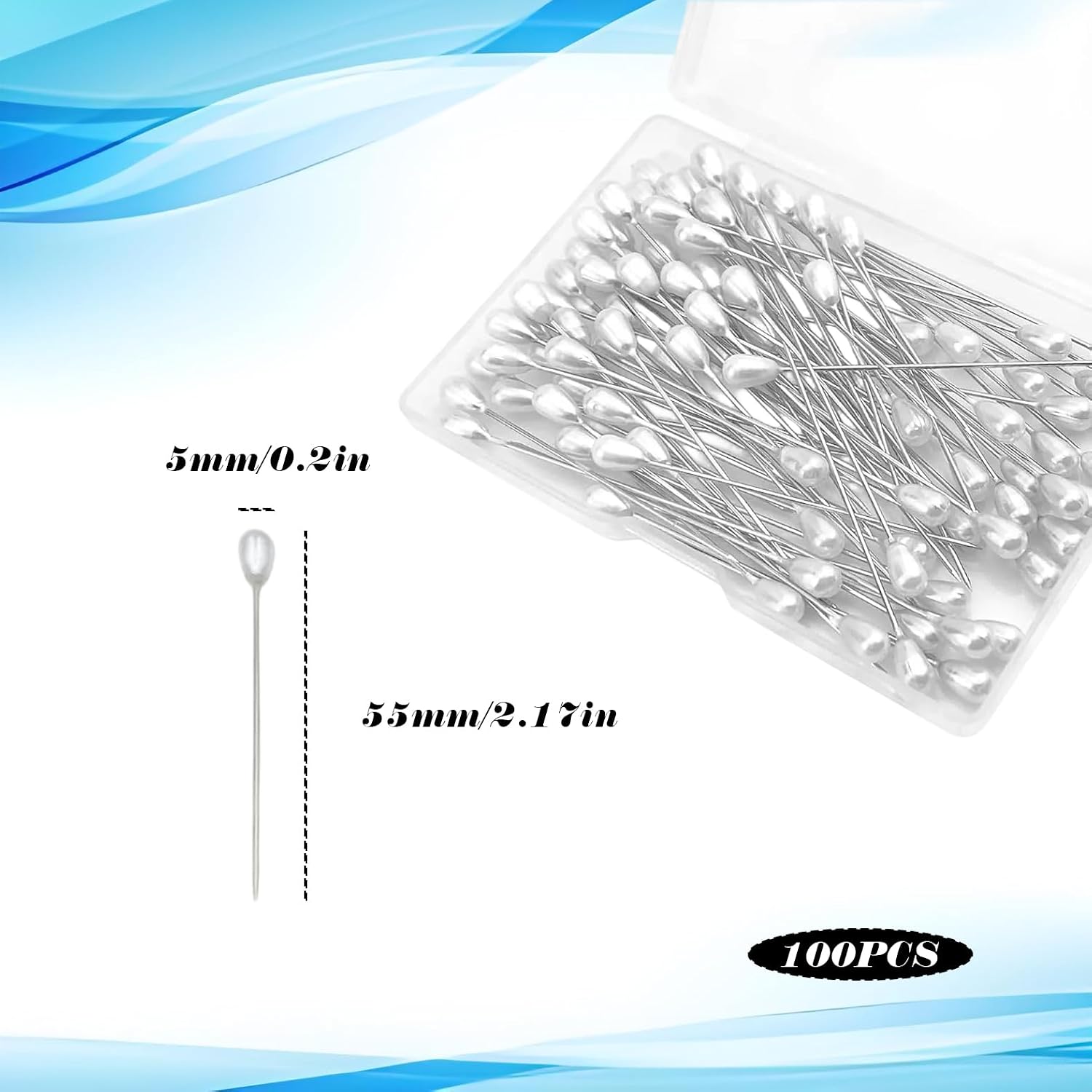 100 Chest Clip with Box, 2-Inch Straight Seam Wedding Bouquet Clip, White, Suitable for Jewelry, Flower DIY Decoration, Quilting, and Crafts