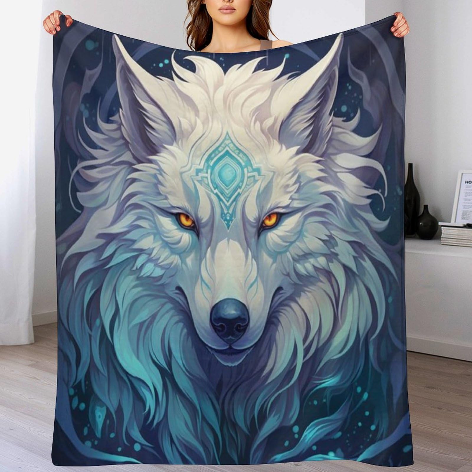 Couvre-lit loup flannel haut de gamme pour lit et canapé