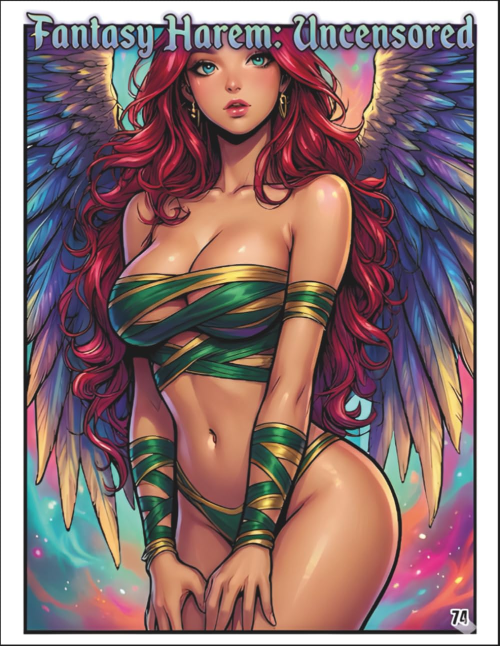 Fantasy Harem: Uncensored: An Adult Coloring Book Featuring Sexy Mages, Angels, Demons, and Warriors
