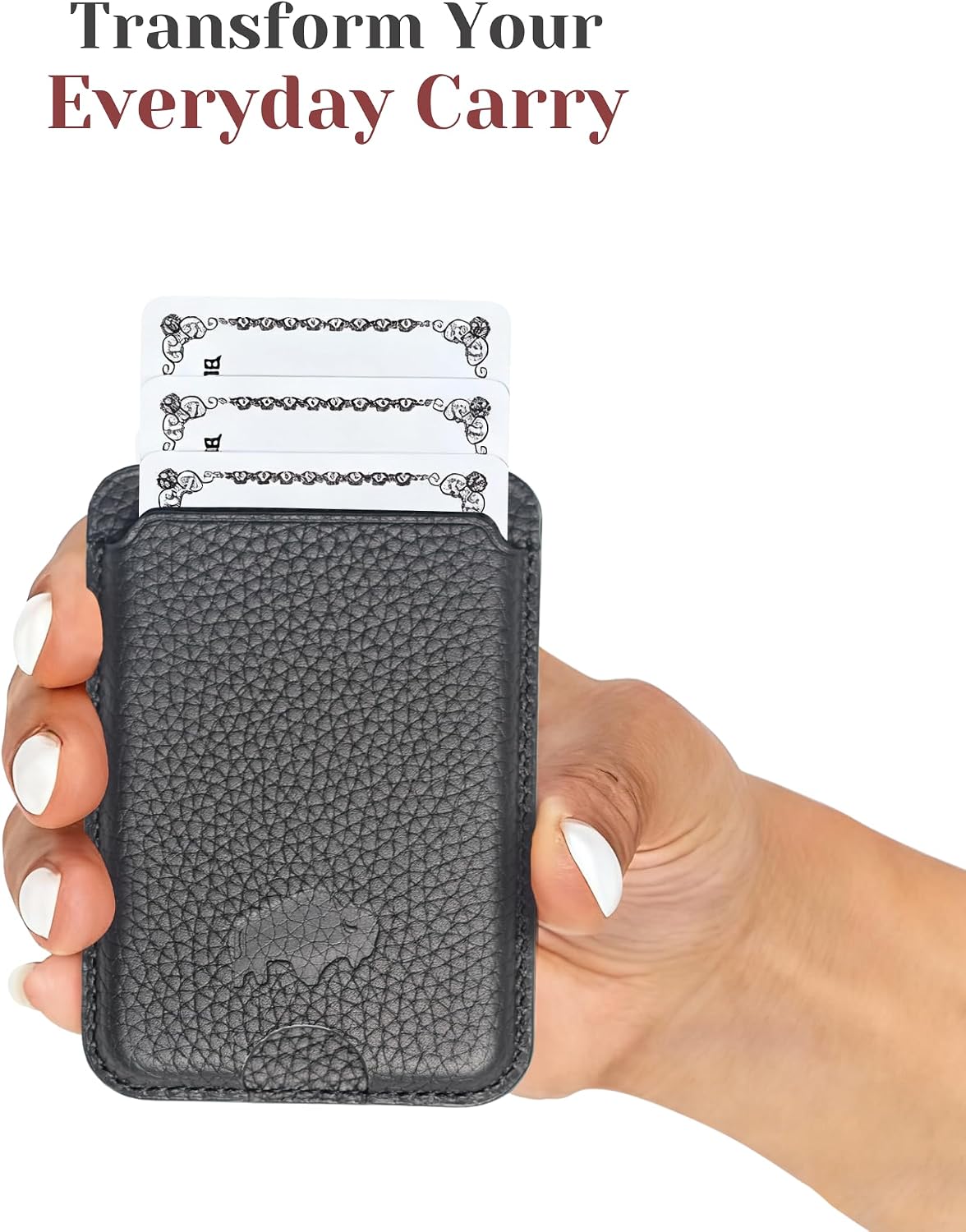 BLACKBROOK Leather Wallet for MagSafe, Duke Slim Full Grain Leather Card Holder, Holds up to 3 Cards, RFID Protection & Easy Access