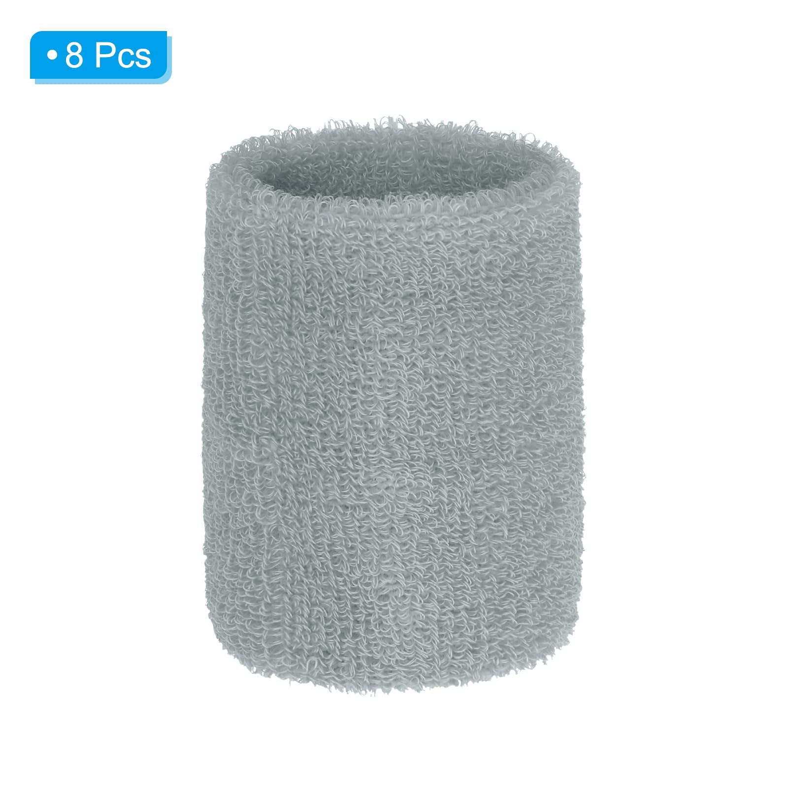 PATIKIL Wrist Sweatbands, 8Pack Sports Wristbands Sweatbands Wrist for Tennis Badminton Basketball Football Light Grey - Image 3