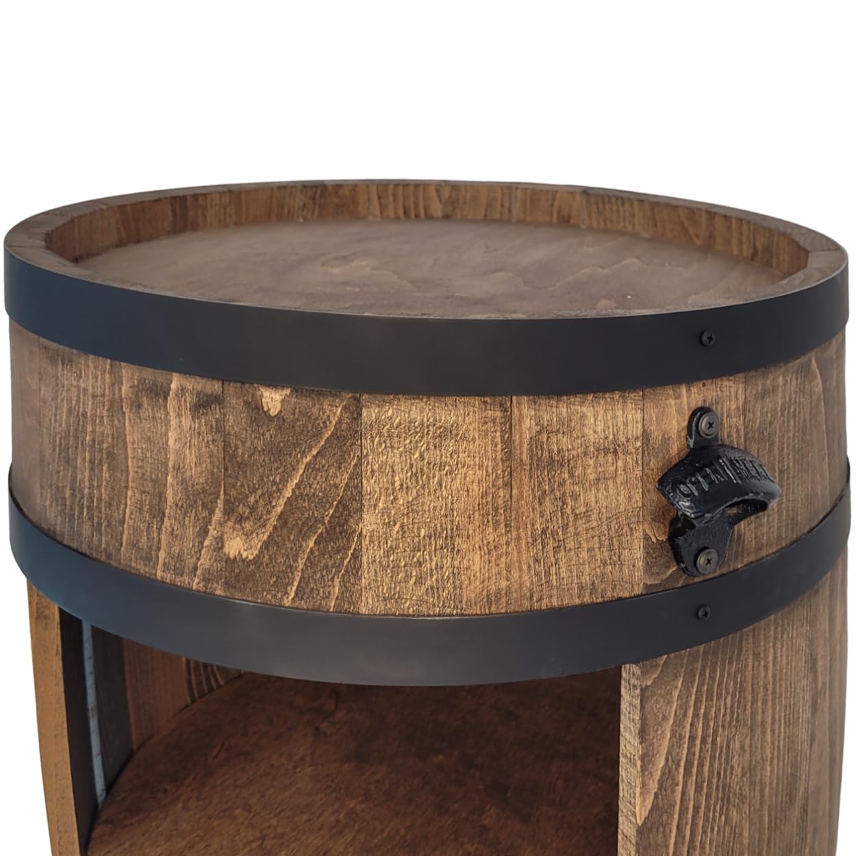 WEECO Barile in legno a LED RGB con apribottiglie, barile in legno, barile e bibite, Armadietto per bevande alcoliche, Botte Di whisky, Barile per l'esposizione di collezione di bottiglie 80cm (wengé)