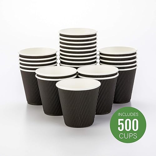 Vista 118 de Vasos de café de papel aislado de pared corrugada, 8 oz, Anaranjado