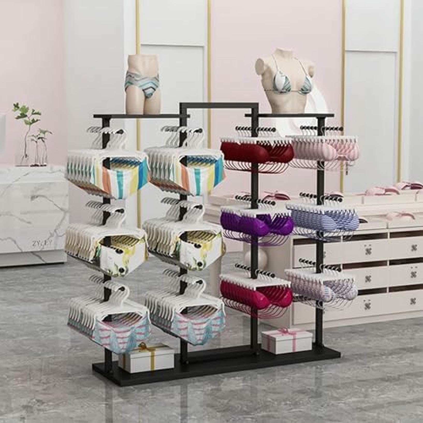 Generico Appendiabiti per Biancheria Intima, espositore Indipendente per Abbigliamento Intimo, scaffali Commerciali per Calzini, Reggiseni, Mutandine e Sciarpe
