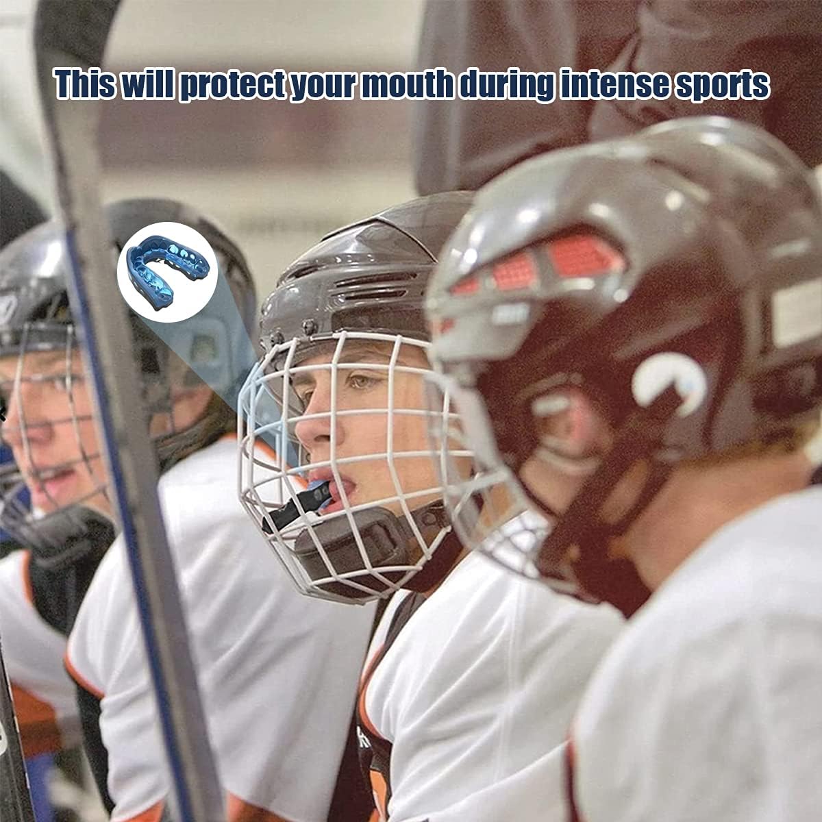 Funmic 2 Pack Football Mouth Guard for Youth, Sports Football Mouthpieces with Strap, Mouthguard for Boxing, Lacrosse, Hockey, Basketball and All Contact Sports to Protect Braces Football Gear Black : Sports & Outdoors