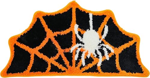 Miniatura 7 de JoeRita Tapete de baño de Halloween, tapete de baño de telaraña, tapete de terror, tapetes góticos, alfombras de telaraña, alfombra antideslizante