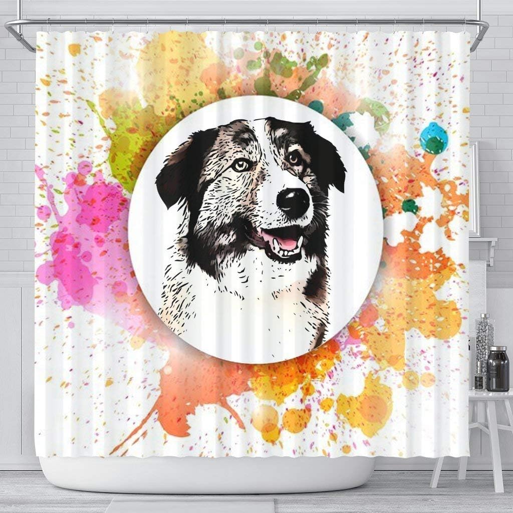 Colorful AIDI Dog Print Shower Curtain