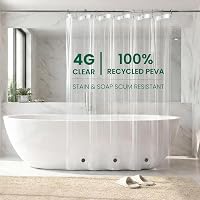 Bowery Home Recycled PEVA Shower Curtain Liner Clear 72x72 Waterproof Eco-Friendly 4G Thick with Magnets Not Made in China