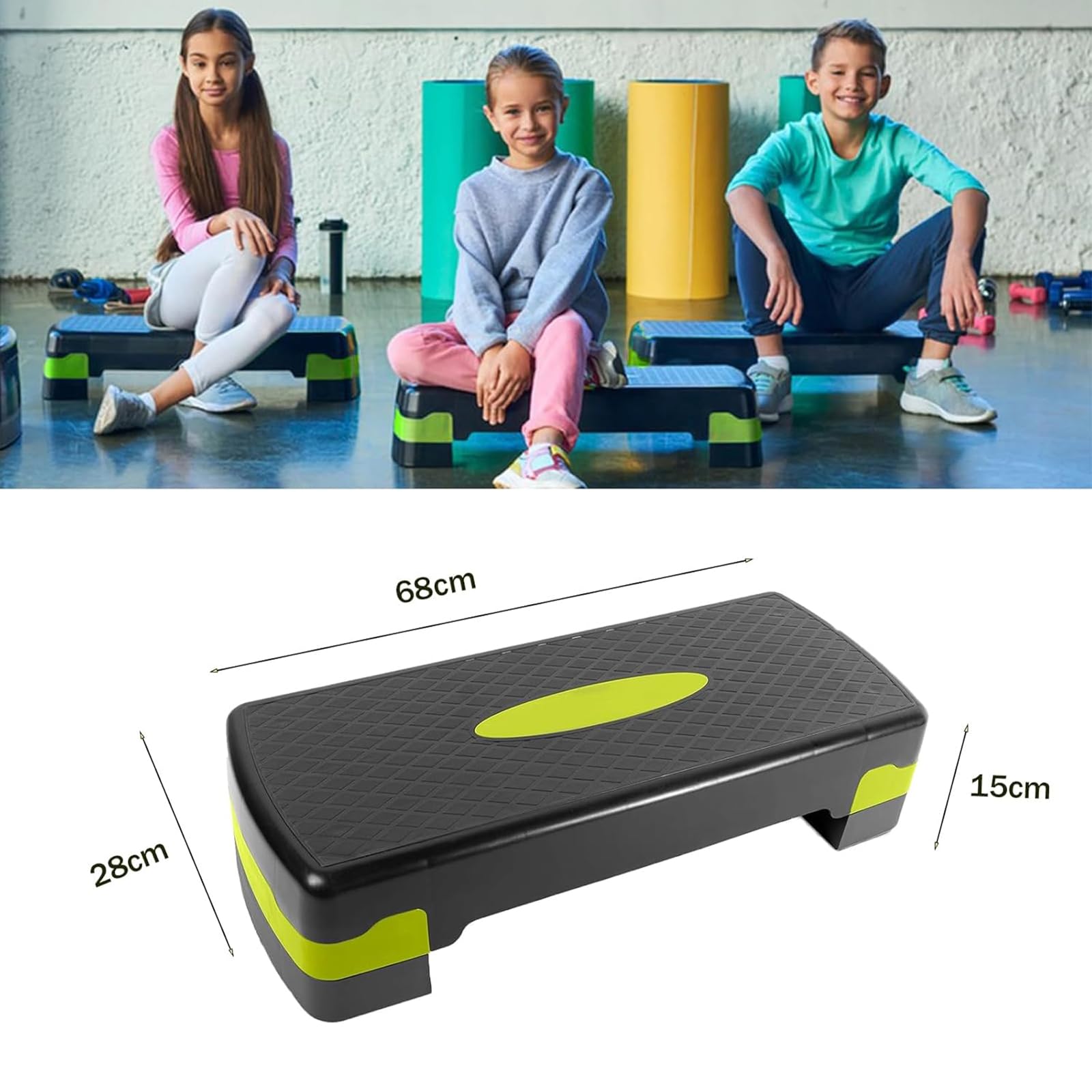 Stepper Fitness Aerobica Regolabile Casa e Palestra, Step Aerobic per Esercizi Cardio Fitness Altezza Regolabile 10-15 cm, Piattaforma con Superficie Antiscivolo,Supporta a 250 kg