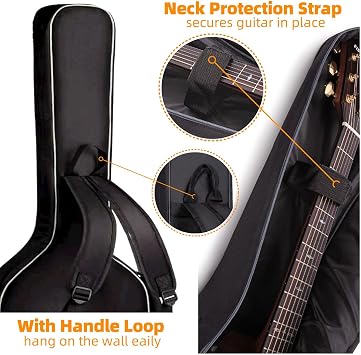 GIGKOUKI Bass Guitar Bag Gig Bag 0.35 inch Backpack Padded Soft Case Padding Black Electric Bass Case with Back Hanger Loop and Neck Strap