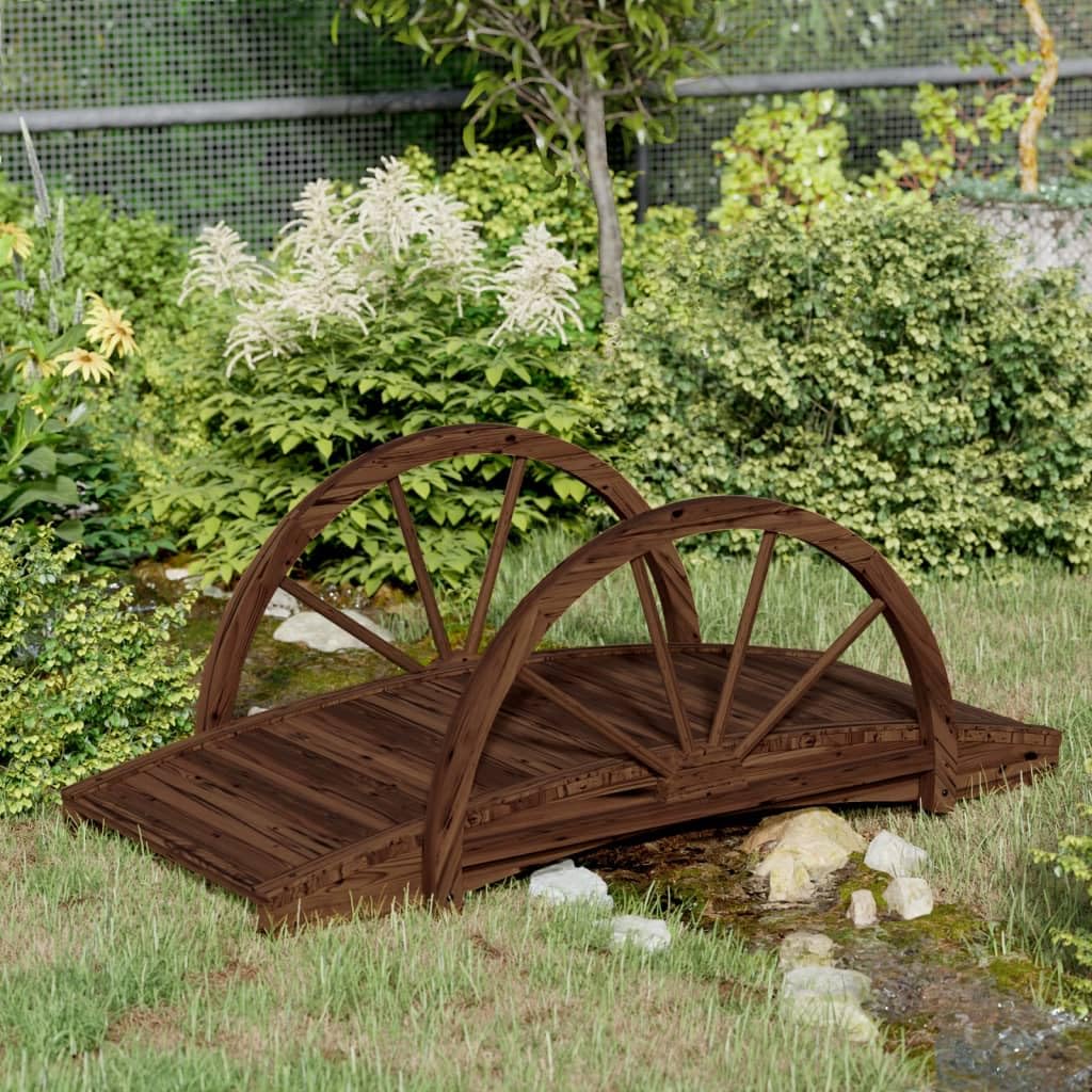 Rantry Ponte Giardino con Mezza Ruota 99x50x38 cm Legno Massello Abete Mobili da Giardino