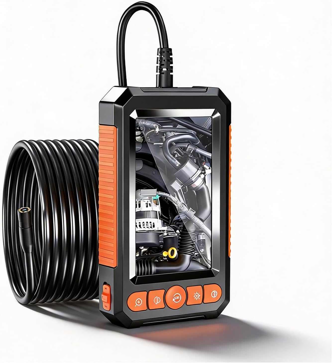 Zunate Industrial Endoscope 8mm Dual Lens, 1080P HD with 4.3 Inch IPS Screen, 8 LED Lights and 5m Cable, IP67 Sewer Inspection Camera