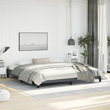 vidaXL Bed Frame Without Mattress Dark Gray 76"x79.9" King Velvet