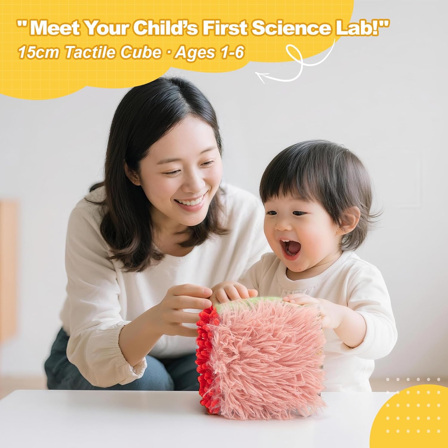 Touch Cube for Toddlers， Stuffed & Plush Toys，Sensory Development Toys for Toddlers,Perfect High Contrast Activity Cube