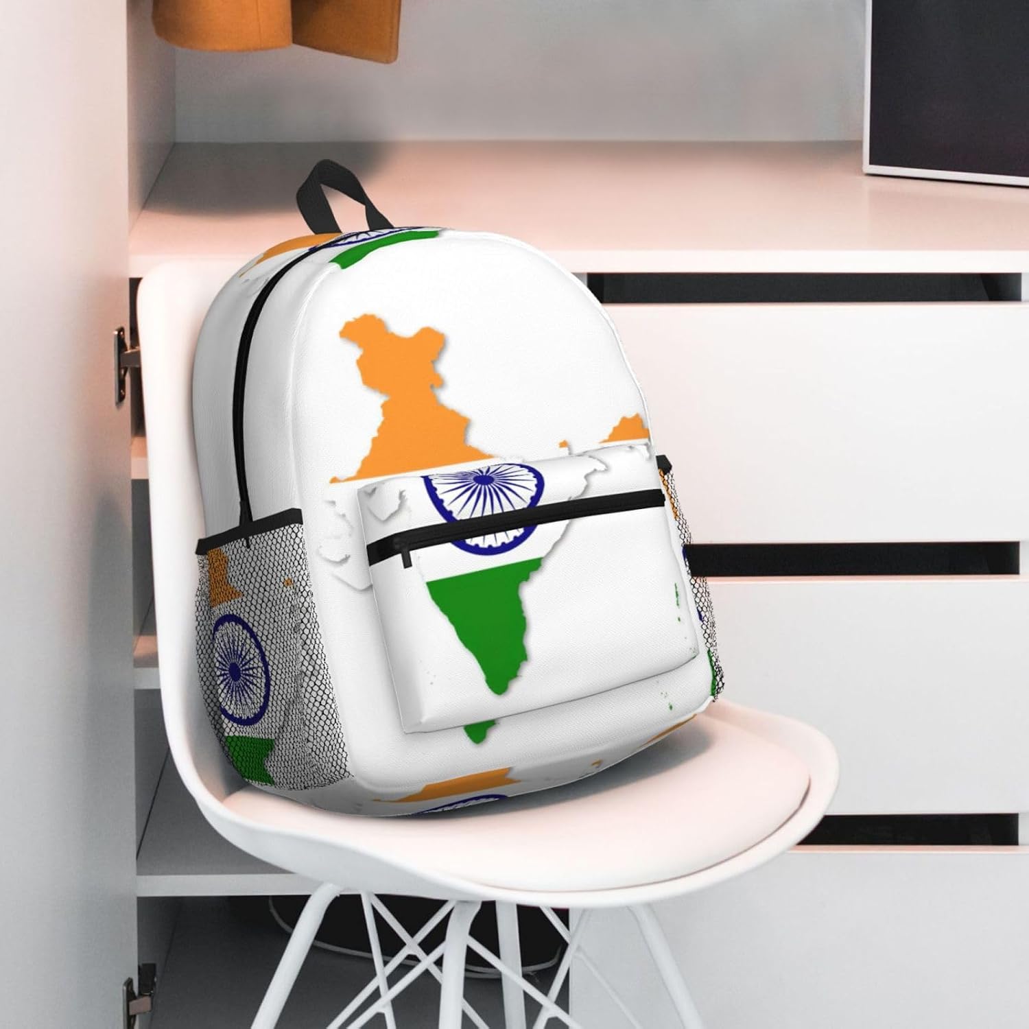 Flag Map of India Backpack Large Sports Bag, Best for Basketball, Soccer, Volleyball, Swim, Gym, Travel