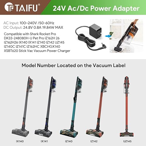Miniatura 3 de TAIFU Cargador de 24.8V 0.8A DK33-248080H-U para Shark WZ240 26 WZ24026 IZ500 IZ530 IZ531H IZ540 IZ560 IZ562H IX140 IX141 XFBT620 21.6 V Liion