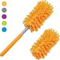 Vista 19 de Microfiber Duster for Cleaning, Tukuos Hand Washable Dusters with 2pcs Replace Microfiber Head, Extendable Pole, Detachable Cleaning Brush Tool for