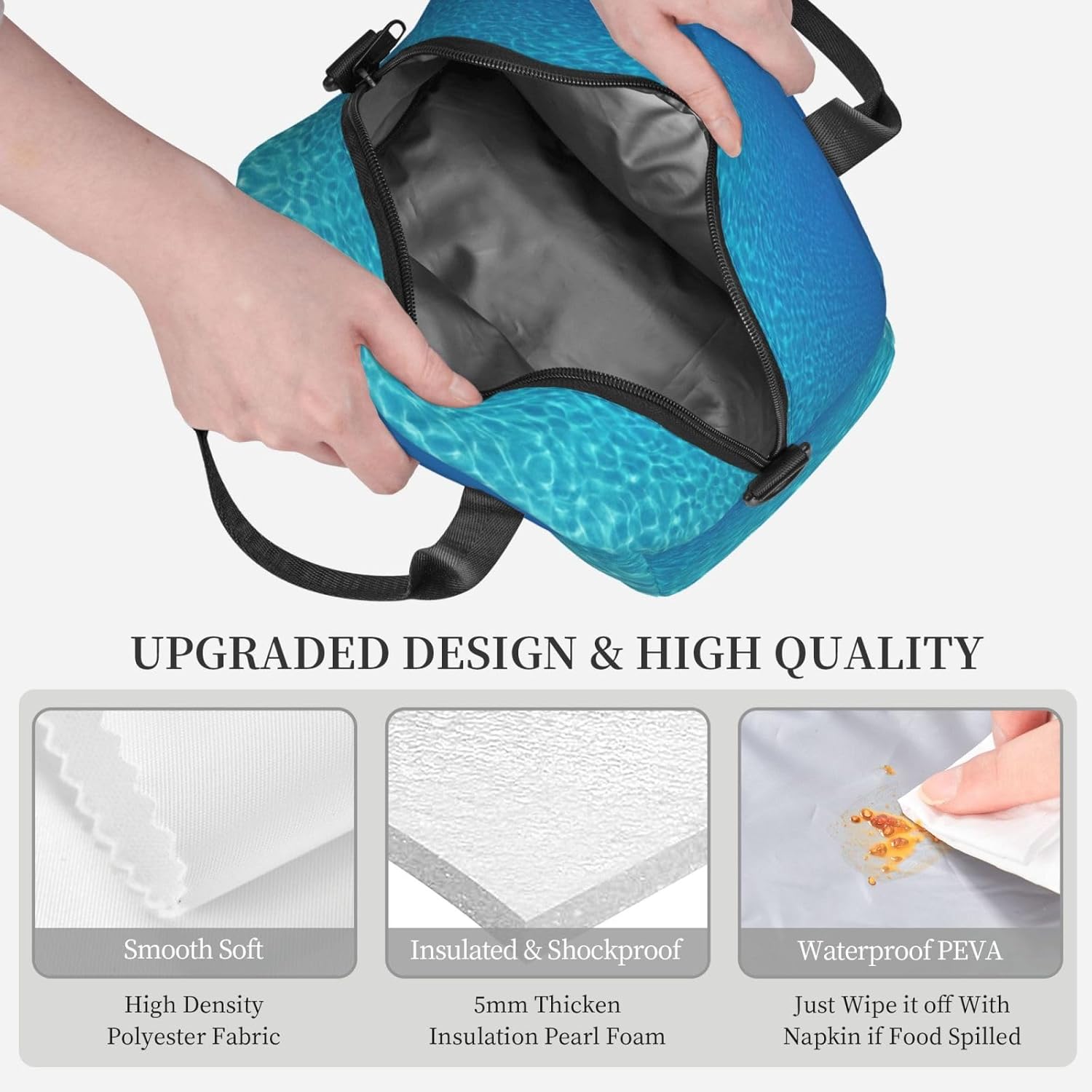 Tranquil Underwater Scenery Print Reusable Lunch Bag Insulated Lunch Boxes for Office Work Picnic Tote Bag Adjustable