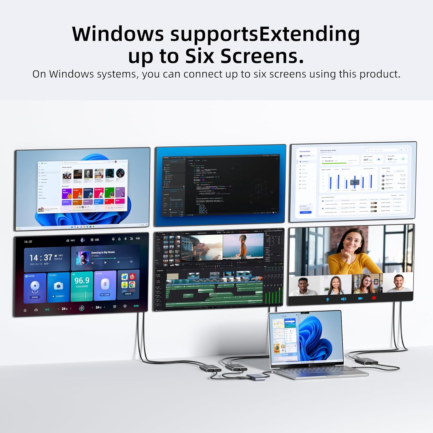 DisplayLink USB/USB-C to Dual HDMI Adapter 4K@60Hz HDMI Splitter for M1/M2/M3 Mac,Supports Extended Mode, Multiple Monitor Compatible with Windows,Mac OS Driver Required