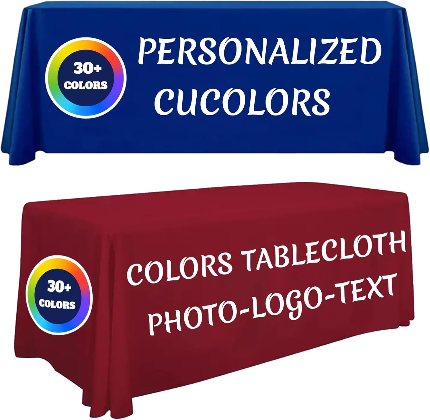 Personalized Custom Rectangle Tablecloth with Logo Text - Custom Table Runner for Business Tradeshow Events Birthday Wedding Anniversary Party (8FT(154" x 88"))