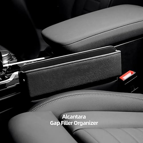 Miniatura 2 de Alfanxi Organizador de espacio para asiento de automóvil, caja de almacenamiento, ajuste universal, material Italia Alcántara, apto para la mayoría