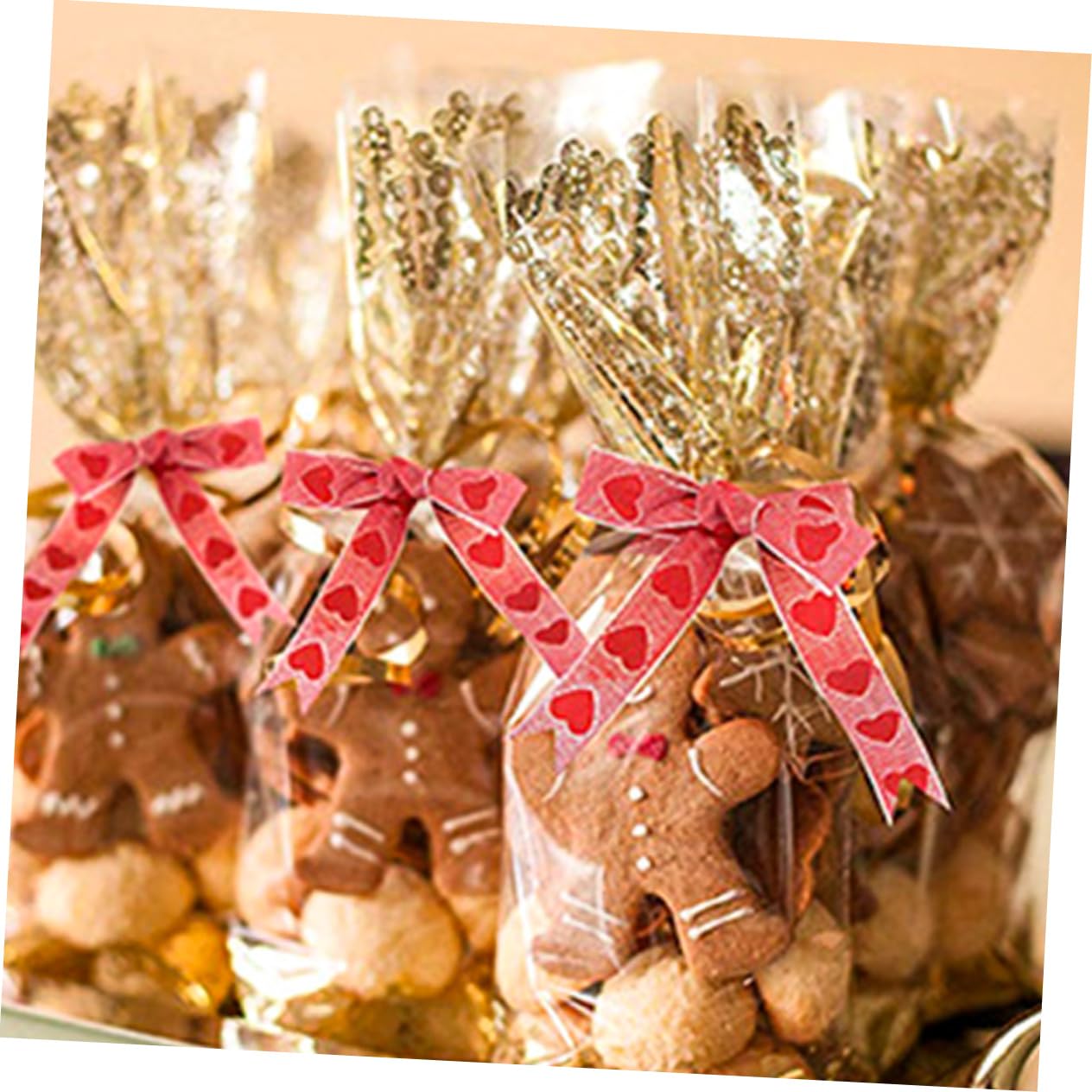VILLCASE 3 Sätze Valentinstag Banddekor Valentinstag Bänder Aufkleber Bögen Herz Valentinsgrüße Verpackungsband Sackleinen Liebe Strasssteine Stift Hochzeitsband Gold Polyester 3 Rollen * 3