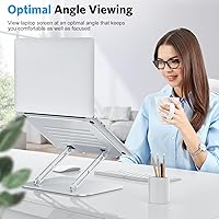 Vista 4 de OMOTON Adjustable Laptop Stand, Ergonomic Aluminum Laptop Holder Riser with Cooling Function, Compatible with MacBook Pro/Air, Dell, HP, Lenovo and