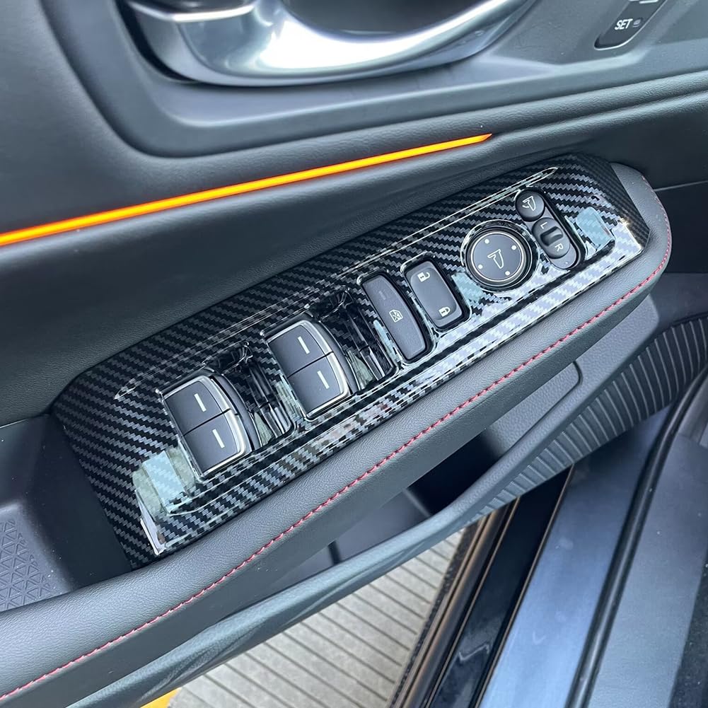 Compatible with 2023 2024 2025 Honda Accord Accessories Door Window Switch Panel Cover Window Control Button Trim for (Carbon Style No Seat Heating Buttons)