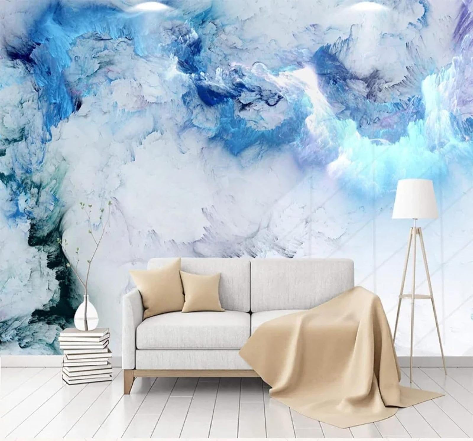 XLMING Abstract Blue Mist Clouds Unique 3D Wallpaper Luxury Silk Study Dining Feature Sofa Grey Bedroom Living Room Tv Decorative Wall-250cm×170cm