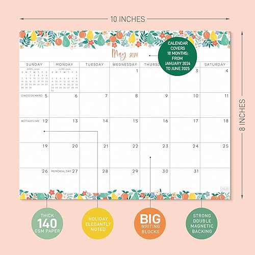 Miniatura 2 de S&O - Calendario magnético para refrigerador de enero de 2024 a junio de 2025, calendario de refrigerador extraíble para rastrear eventos y citas,