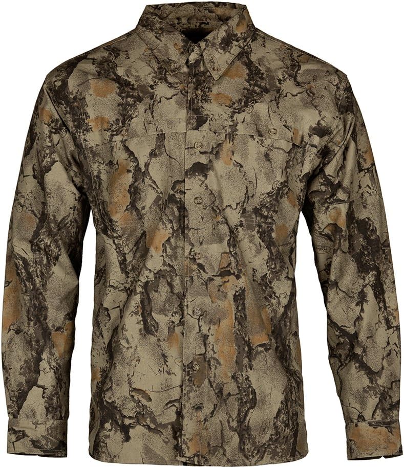 Natural Gear Tactical Bush Shirt, Camo Long Sleeve Shirt with a 7-Button Front, Cotton/Poly Shirt, Hunting Clothe