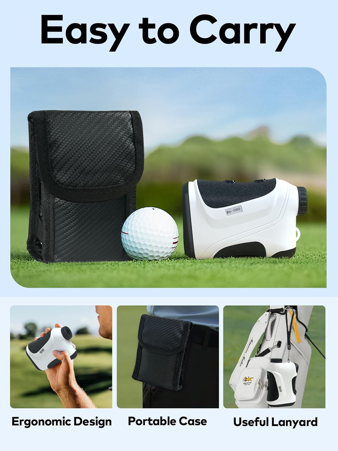 MOESAPU Range Finder Golf with Slope, 1200yd Laser Range Finder with Tripod Mount Hole, 7X Magnification Flag Lock Locking Vibration for Hunting, Distance Measurment Rangefinder Accessories, White - Image 8