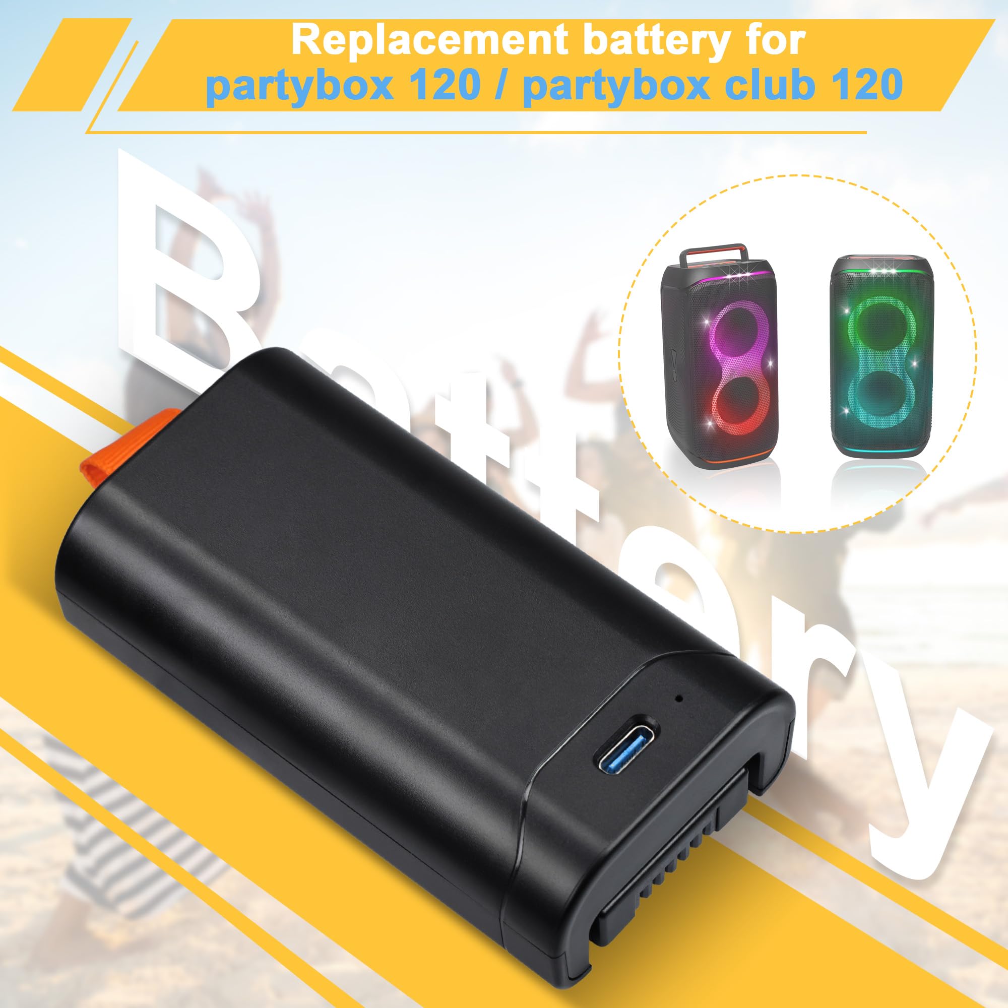 Sostituzione per Partybox 120 Batteria: per Batteria 200 - Party Box Club 120 - PartyBox 120 Batterie al Litio Sostituibili Pacco 5000mAh