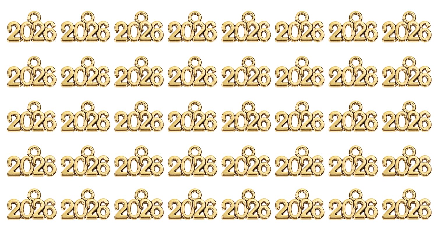 Shapenty Mini 2026 Charms Metal Year Signet 2026 DIY Pendant Charm Accessory Bulk for Bracelet Necklace Earring Keychain Craft Jewelry Making