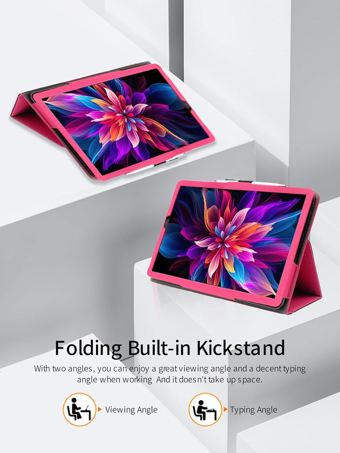 Tablet case highlighting drop resistance and anti-scratch features with reinforced corners