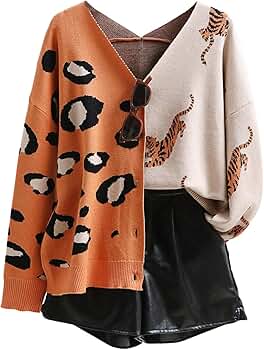 新品　Cardigan Jacket Animal Print Wild Chic Leopard Cardigan – Linda Anderson