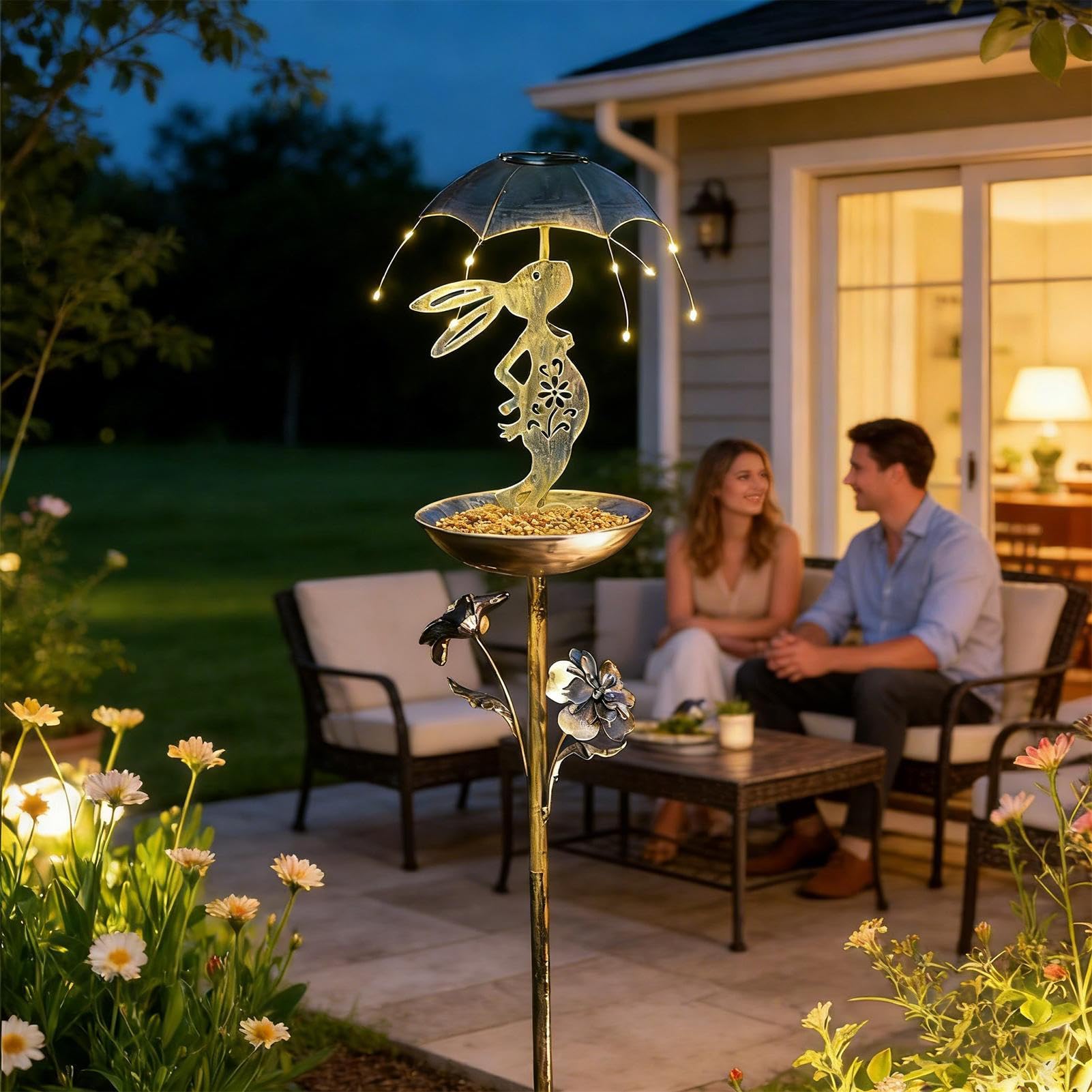 Mangiatoio Per Uccelli Da Esterno Mangiatoia A Forma Di Coniglio A Energia | Decorazione da Giardino Coniglietto Per Pappagalli Passeri Parrocchetti