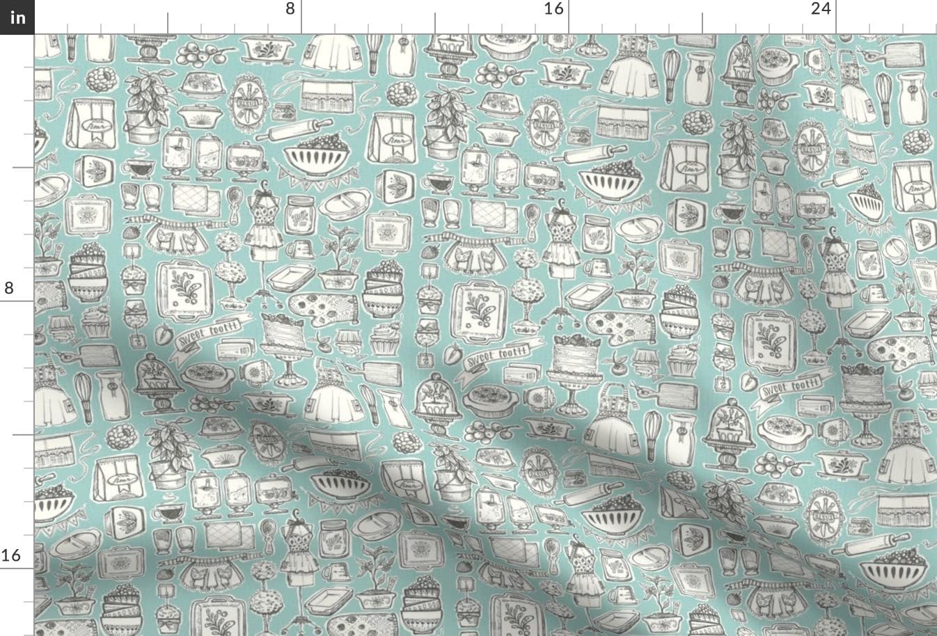 Spoonflower Fabric - Kitchen Vintage Cooking Baking Sketch Retro Printed on Minky Fabric by The Yard - Sewing Baby Blankets Quilt Backing Plush