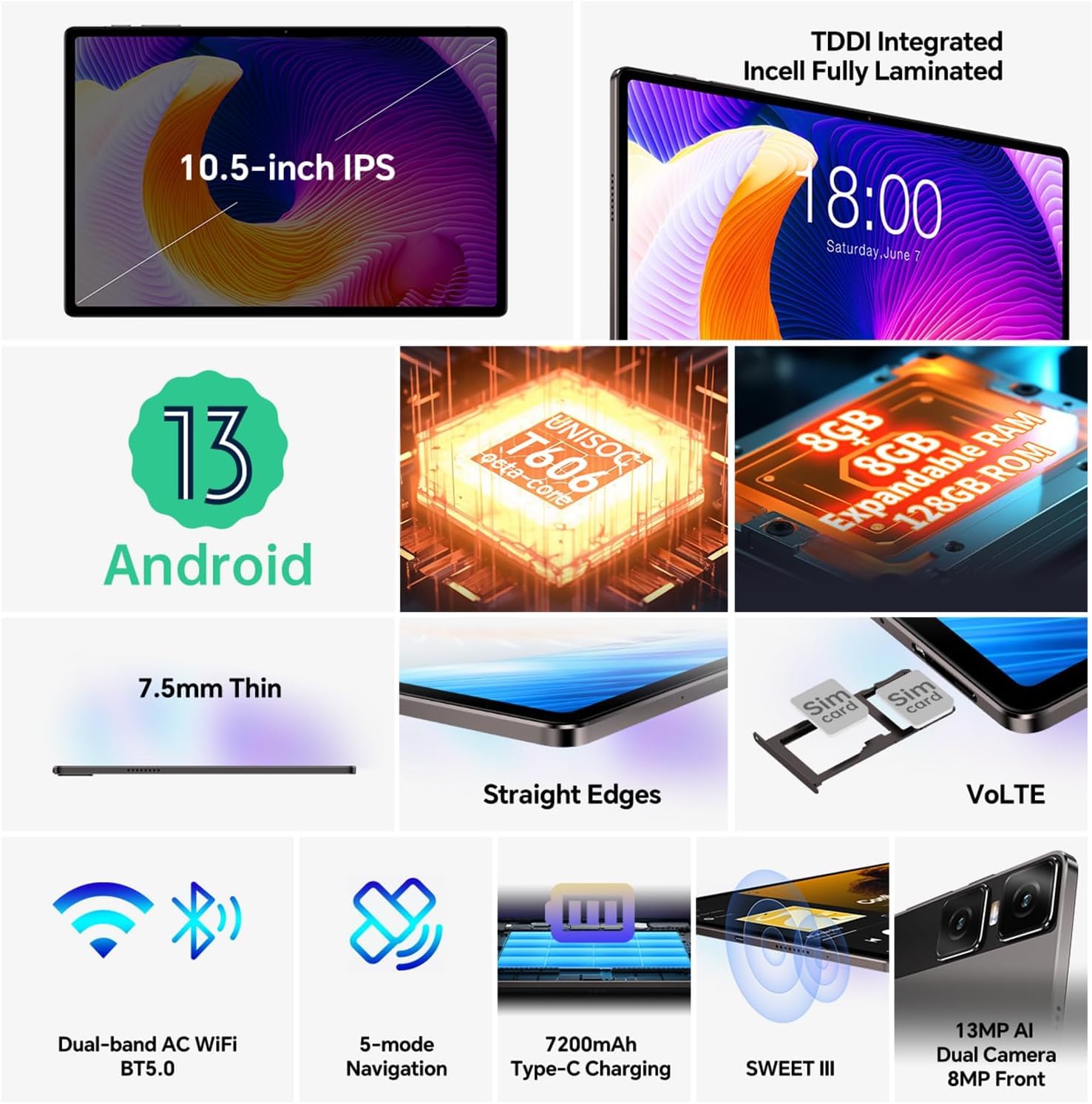 Tablette Teclast Artpad Air 11 Pouces - Android 15, 8Go RAM, 128Go, SIM, Stylet Et Batterie 8000mAh - 7