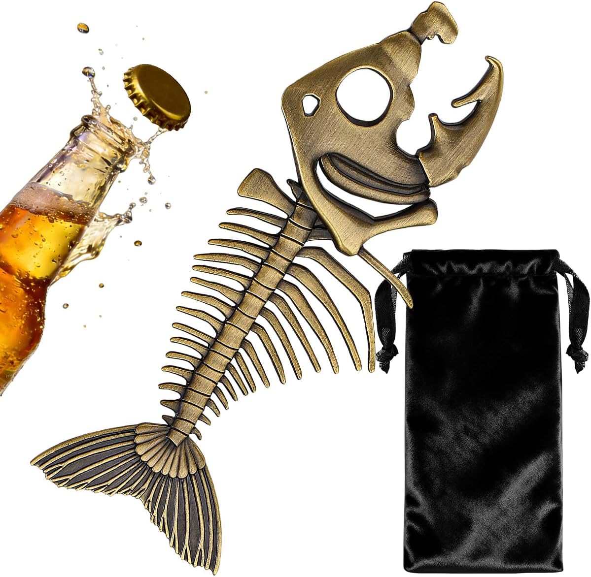 Fish Bone Bottle Opener, Funny Fishing Gifts for Men & Women