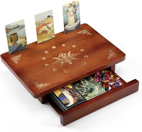 Briwooody Small Altar Table with Drawer and Tarot Card Holder