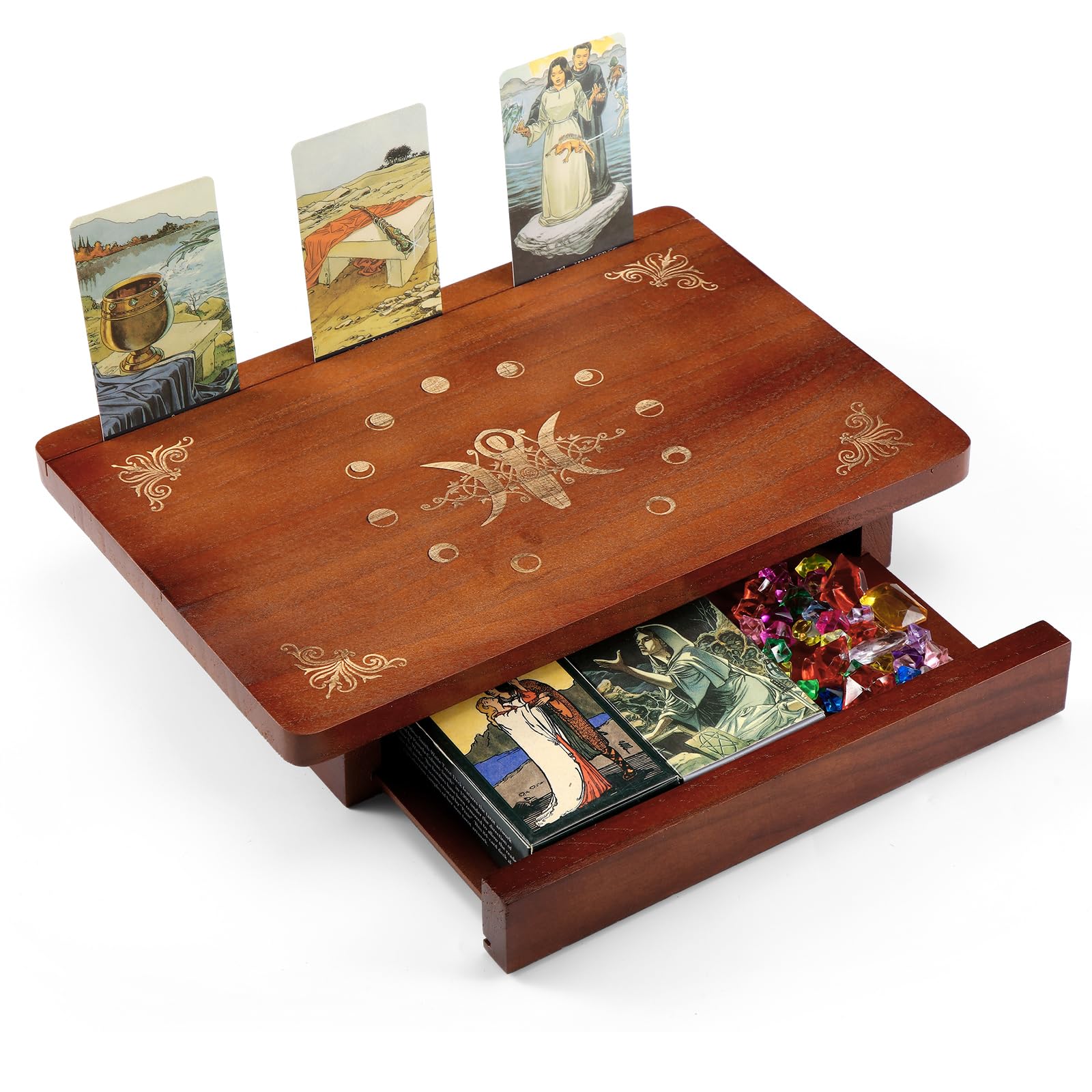 Amazon.com: Briwooody Altar Table Tarot Holder with Drawer Moon