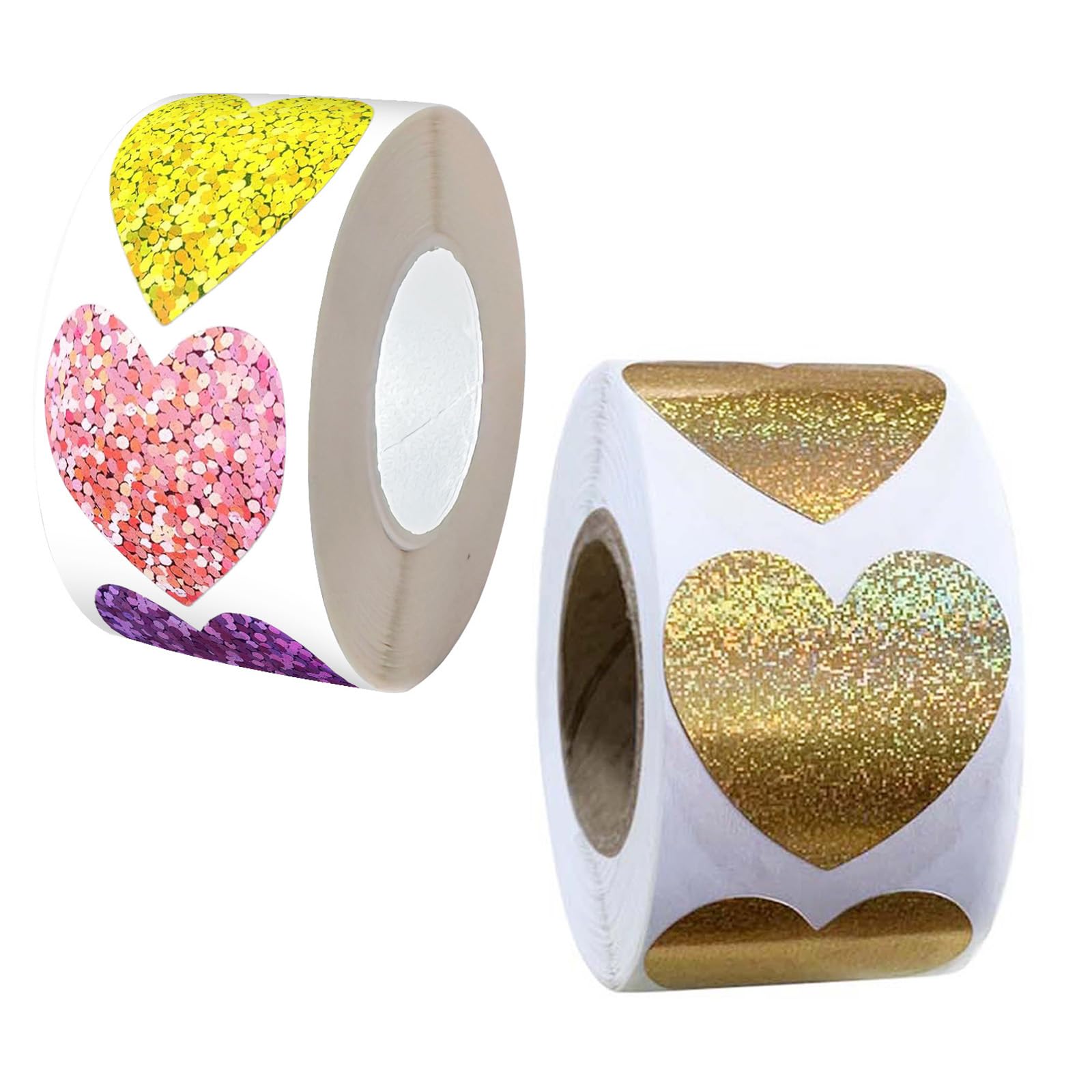 Love Heart Stickers, 1000 Pcs Glitter Heart Reward Sticker 2.5 CM Self Adhesive Sparkly Love Stickers for Valentine's Day and Gifts