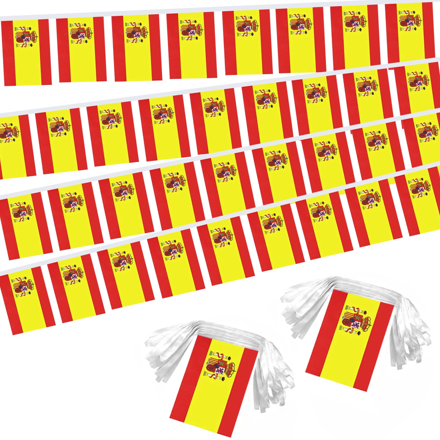 2 Pack Spain Flag Banner String Small Mini 66 Feet 60 Pcs Spanish Hanging Flags Decoration