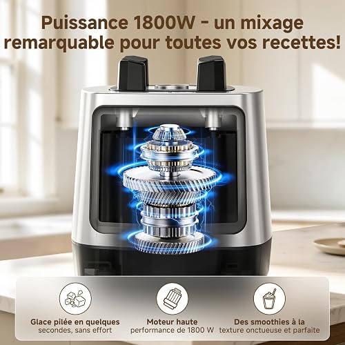AMZCHEF Blender Professionnel 2L, Mixeur électrique 1800W Haute Performance - 4