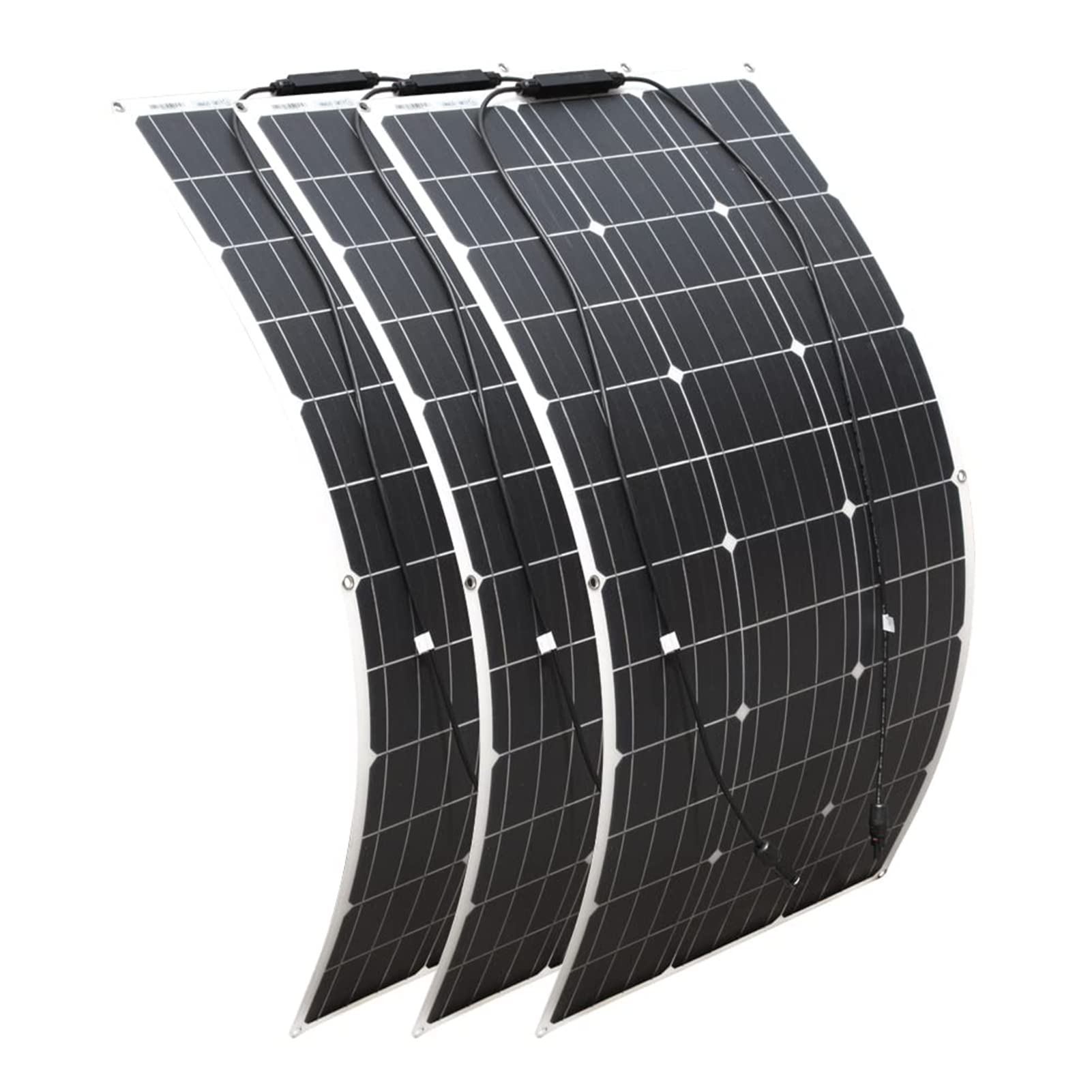 Cargadores solares portátiles Kit de Paneles solares Flexibles, Panel Solar monocristalino Ultraligero Ultrafino Impermeable para autocaravanas, campistas, Barcos