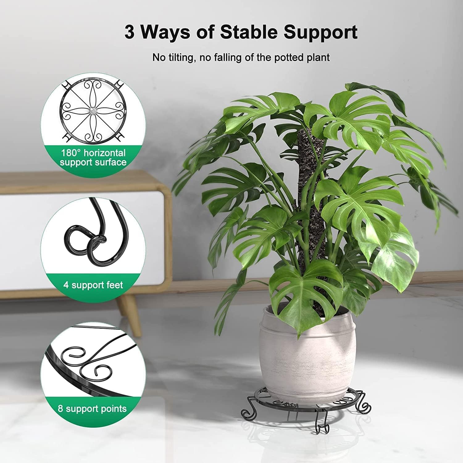 Craftland Metal Plant Stand And Gamla/Flower Pot Holder for Indoor Outdoor Living (Round New- set of 1)