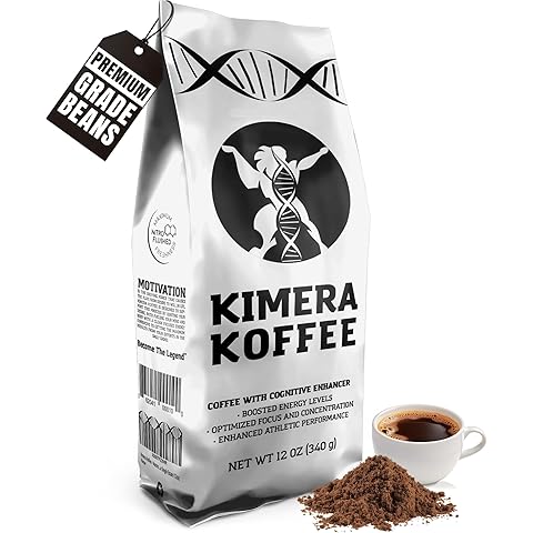 Kimera Koffee Original Blend - Organic Medium Roast Ground Coffee, Vitamin-Infused with Taurine, Alpha GPC, DMAE, L-Theanine for Cognitive Support & Athletic Performance, 12oz