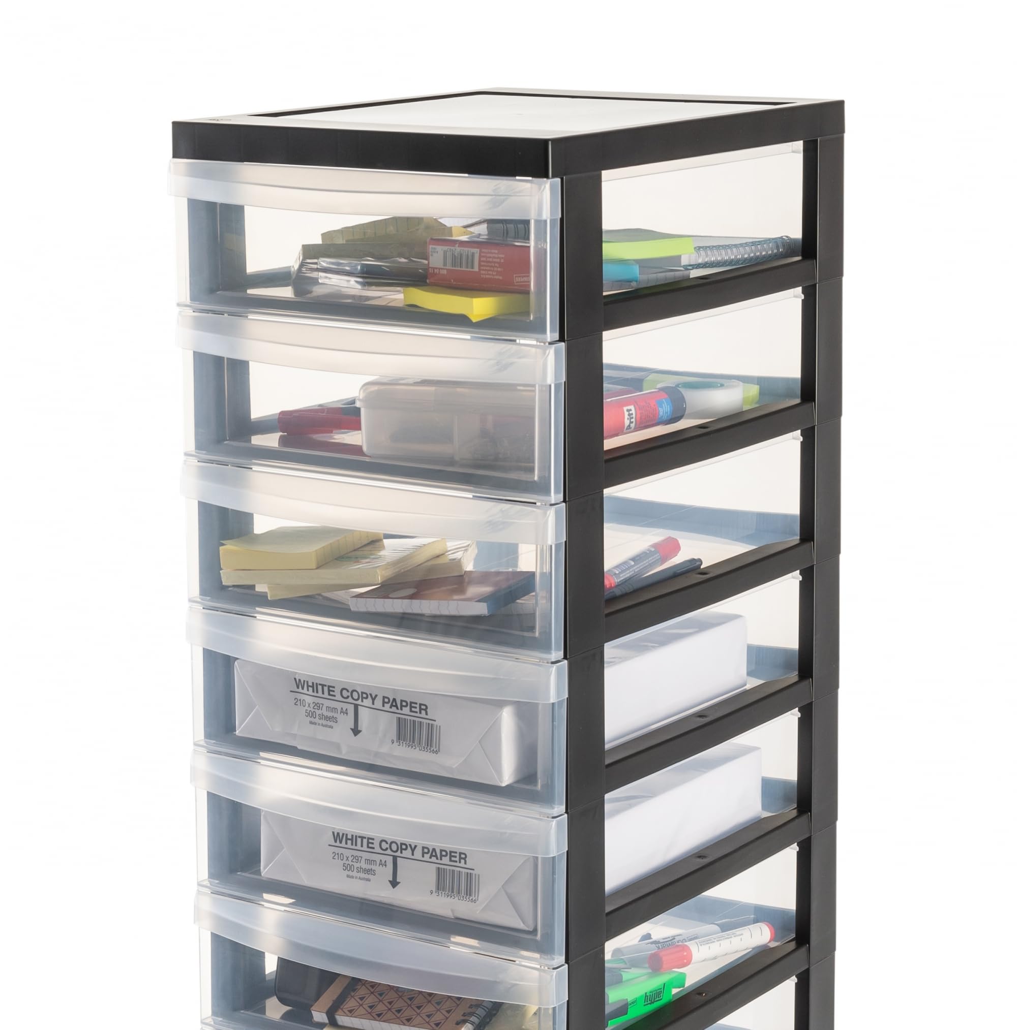 Iris Ohyama DC-012 Meuble de Rangement à Roulettes 12 Tiroirs Plastique Noir