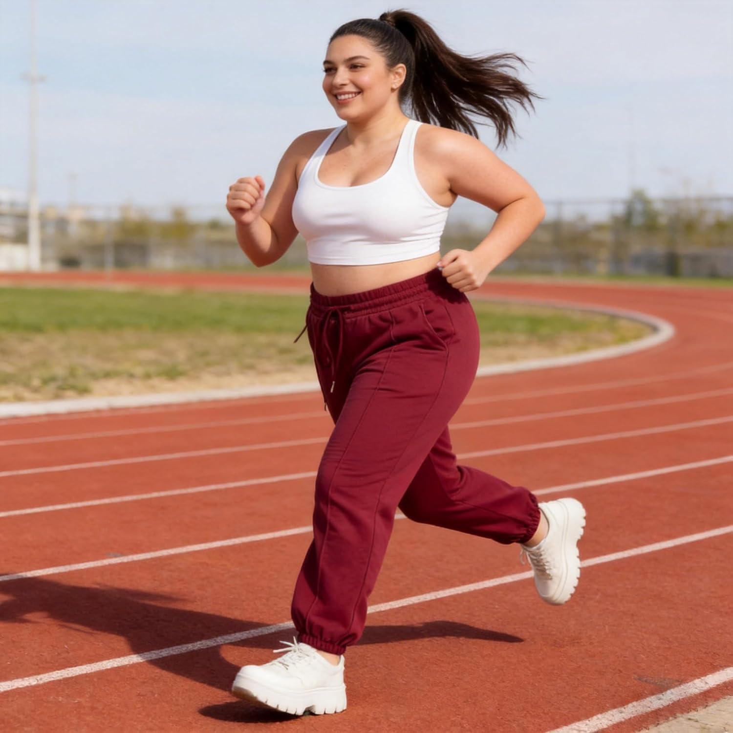 Moon Wood Plus Size Sweatpants Women High Waisted Loose Baggy Lounge Trousers Casual Pants Workout Joggers with Pockets